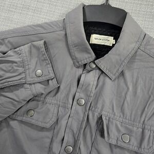 Taylor Stitch Jacket Mens 42 Gray Insulated Fleece Lined Snap Shirt Made USA